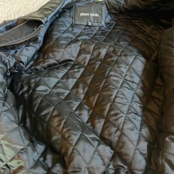Pierre Cardin Black Leather Bomber Jacket XL - Picture 6 of 11